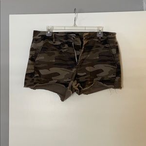 Express Camo Jean Shorts in Olive and Brown